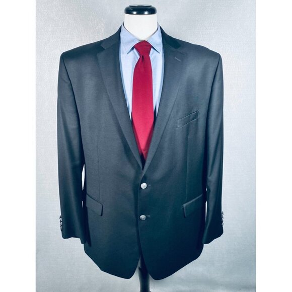 Lauren Ralph Lauren Blazer Mens 48L Black Sport Coat Jacket Silver Buttons - Picture 1 of 14